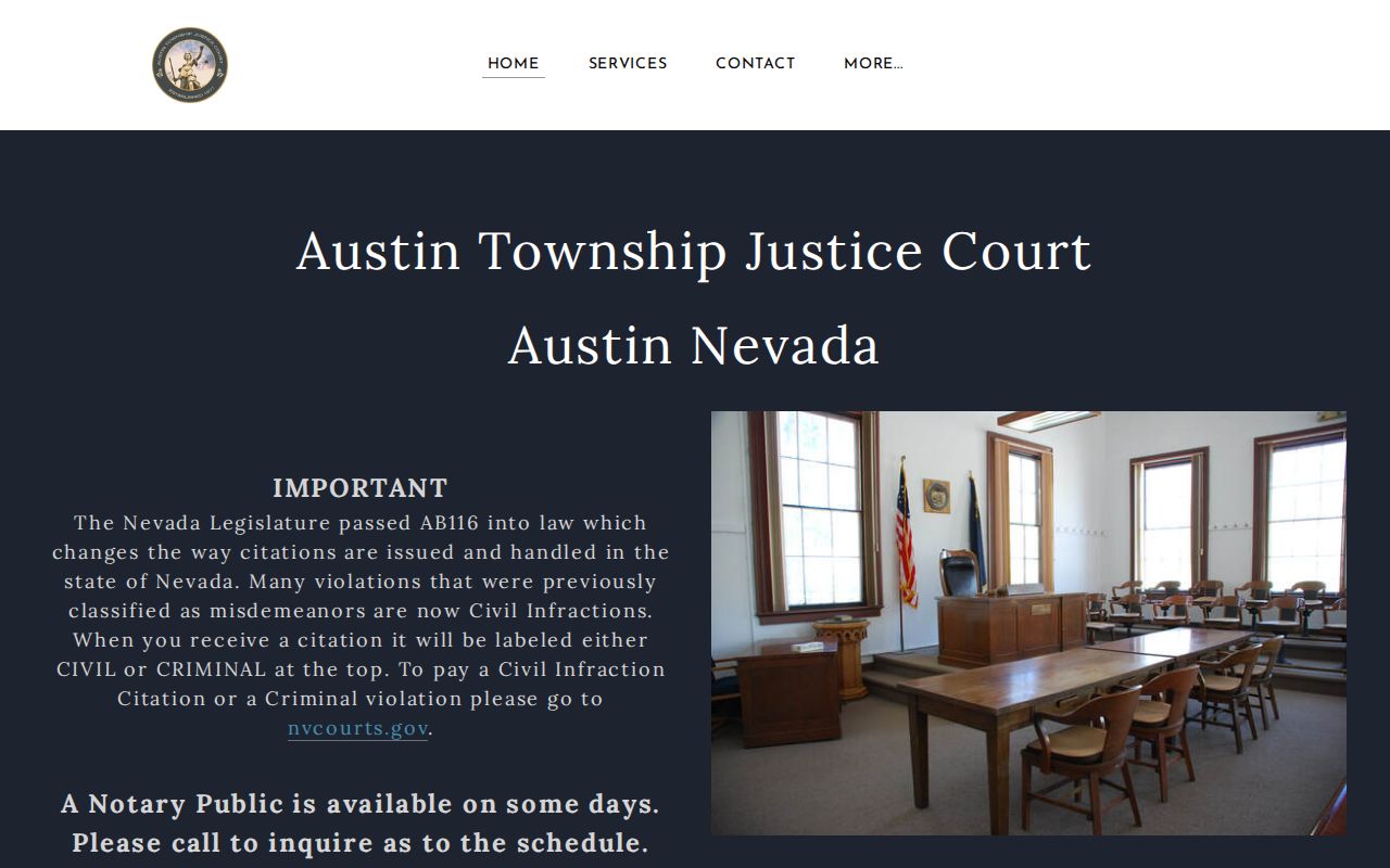Lander County traffic warrant records, Austin Justice Court contact page