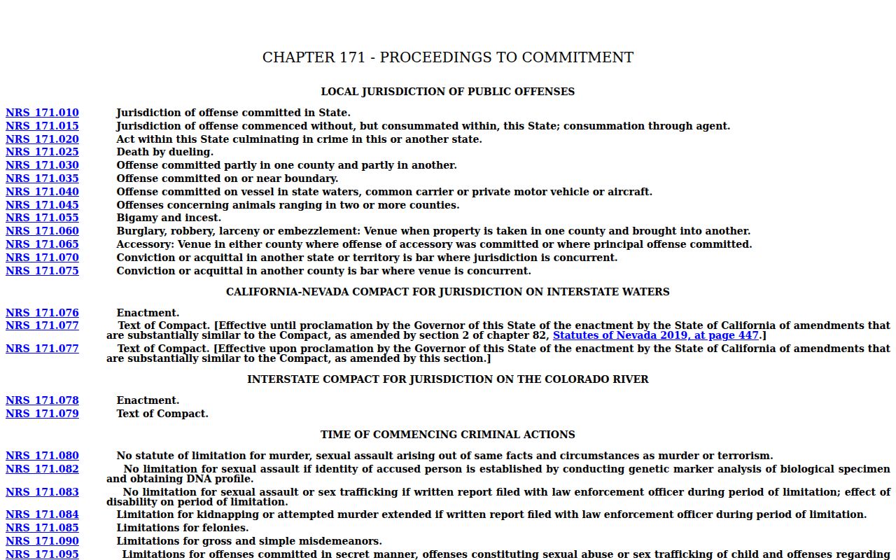 Lander County arrest warrants, Nevada NRS 171 arrest-warrant provisions