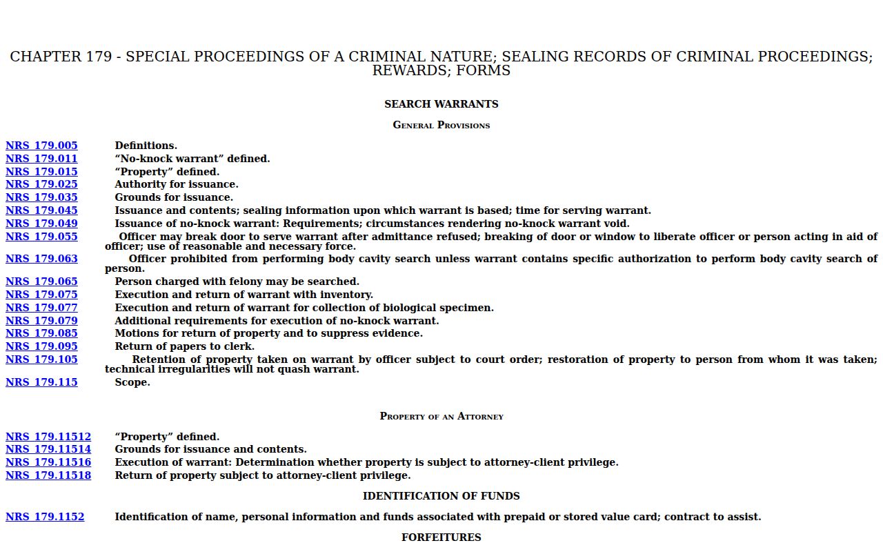 Lander County bench warrants, Nevada bench-warrant statute reference