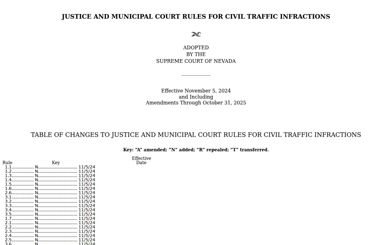 Lander County traffic warrant records, Nevada civil traffic rule page
